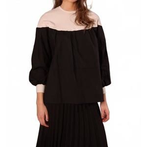 NEW SIMONDONA cotton and rib top in black